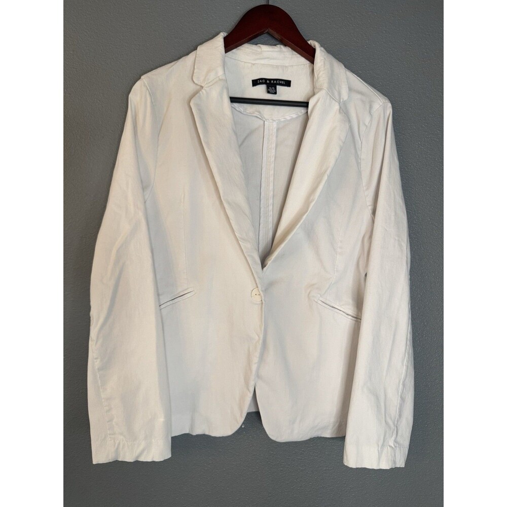 Zac & Rachel Women’s White Stretch Blazer Jacket XL One Button